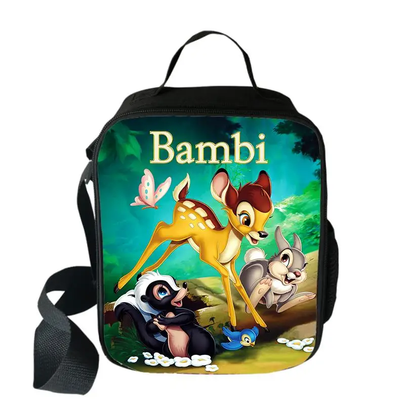 Disney Bambi Lunch Bags Student Food Portable Insulated Lunch Box Boys Girls Cartoon Cute Children School Lunch Bags Gift