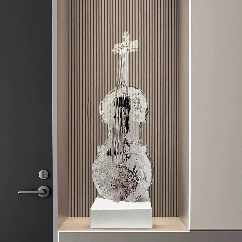 

Advanced Transparent Violin Art Ornament Sculpture Living Room Entrance Office Modern Musical Instrument Decoration