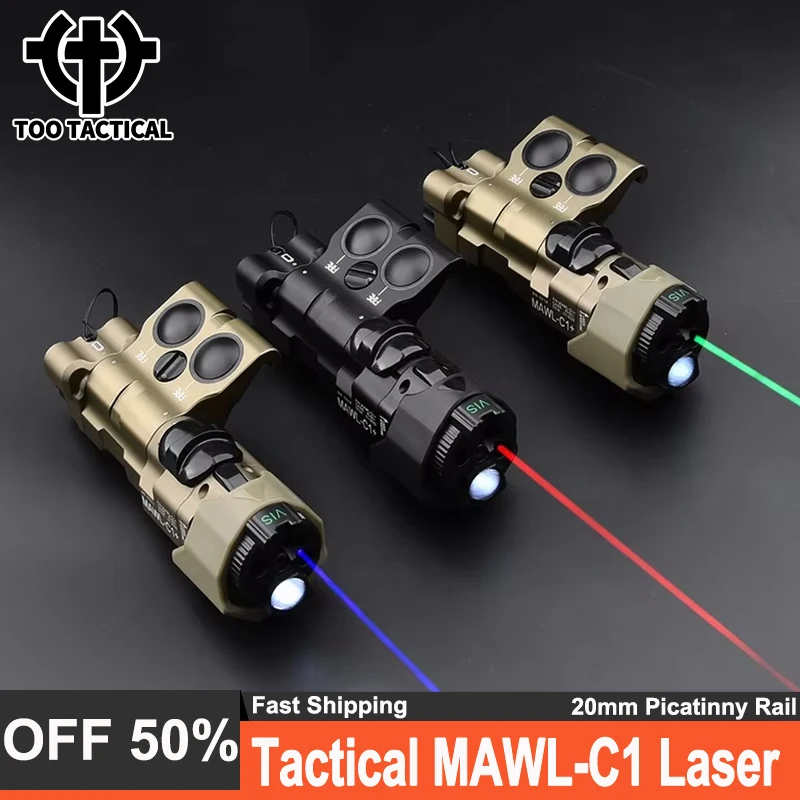 

MAWL-C1 Upgraded CNC Metal Tactical Red Green Blue Laser Sight IR Illumination Hunting Weapon Lights With Battery Tail Cover