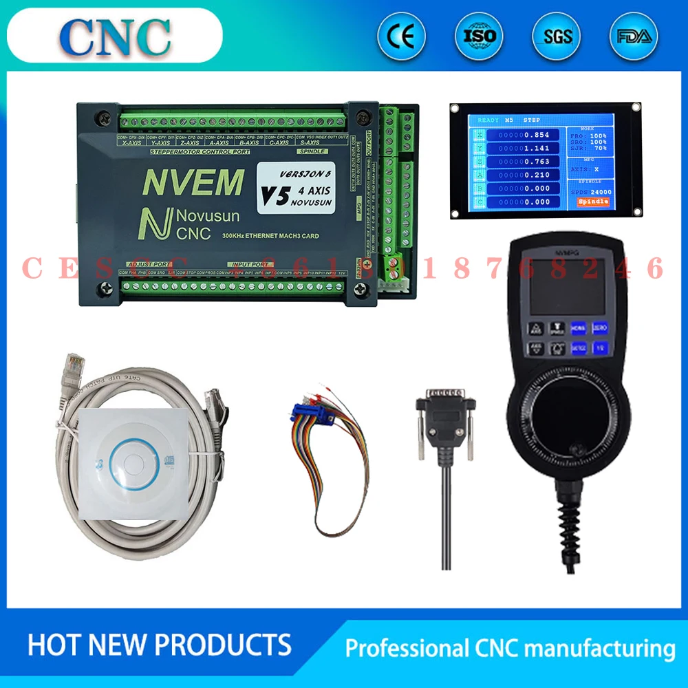 4-axis Ethernet mach3 engraving machine motion controller NVMPG digital display handwheel external coordinate display screen