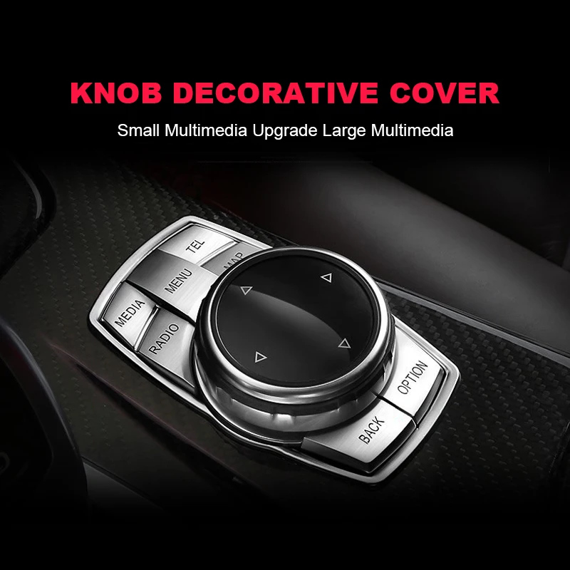 1X Car Multimedia Button Cover For BMW 1 2 3 4 5 Series X1 X3 X5 X6 GT F30 E90 E92 E60 E61 iDrive Trim Knob Interior Parts