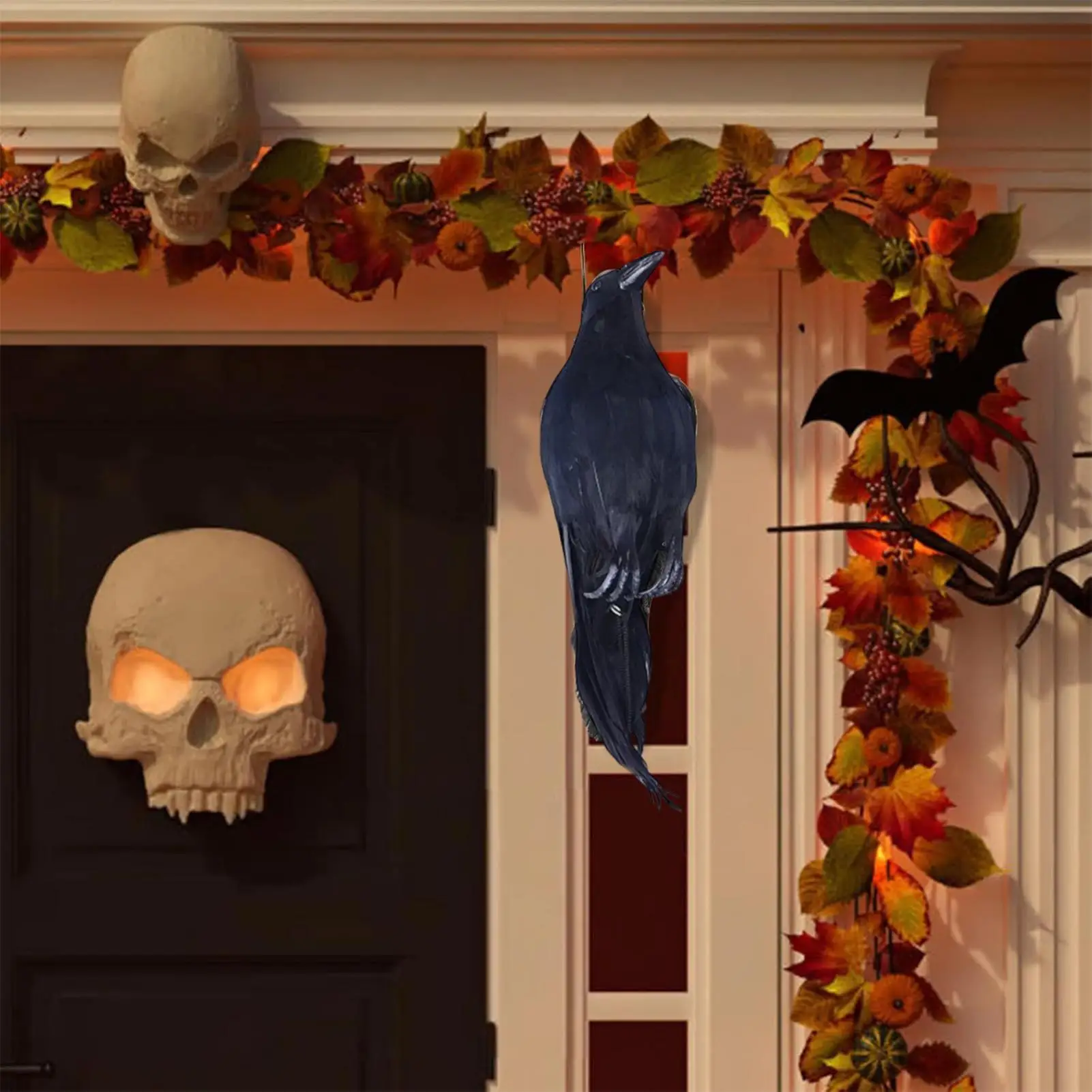 Señuelo de cuervo, corvos negros falsos, pájaros artificiales de 12 pulgadas, modelo hecho a mano, decoración exterior interior para césped, Patio, piscina, porche