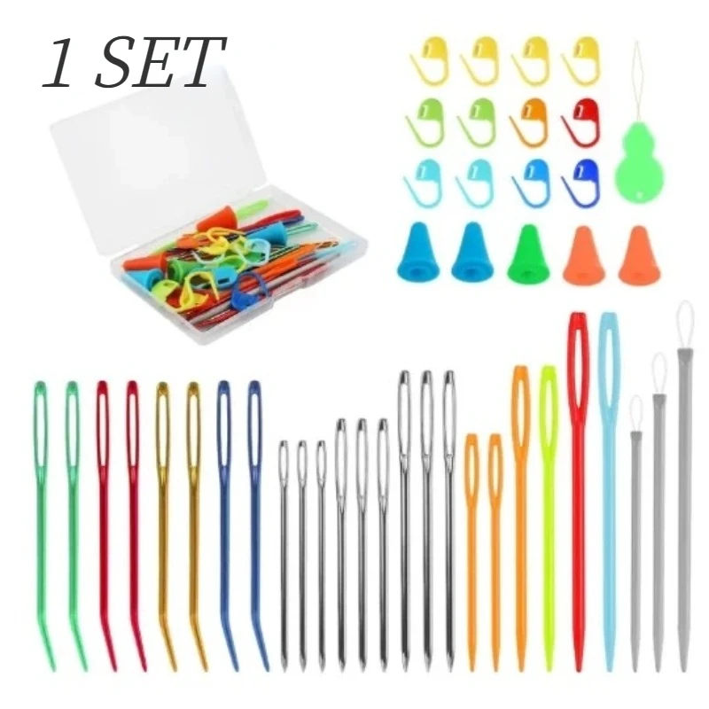 1 Set Bent Tip Tapestry Needles Yarn Knitting Weaving Needles Big Eye Curve Bent Needle Knitting Crochet DIY Sewing Accessories