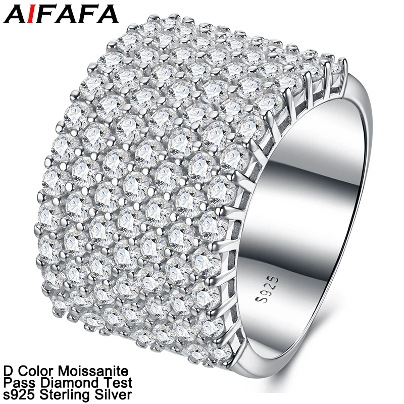 D Color All Moissanite Rings for Women Men s925 Silver Sparkling Full Moissanite Wedding Ring Fine Jewelry Pass Diamond Test