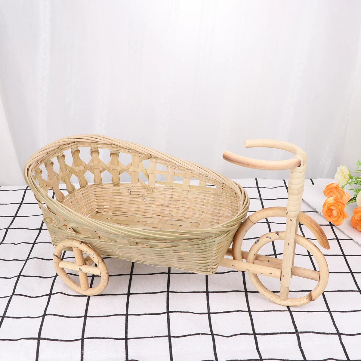 

Bamboo Fruit Basket Storage Kitchen Food Small Bread Handwoven Wooden Hand-woven