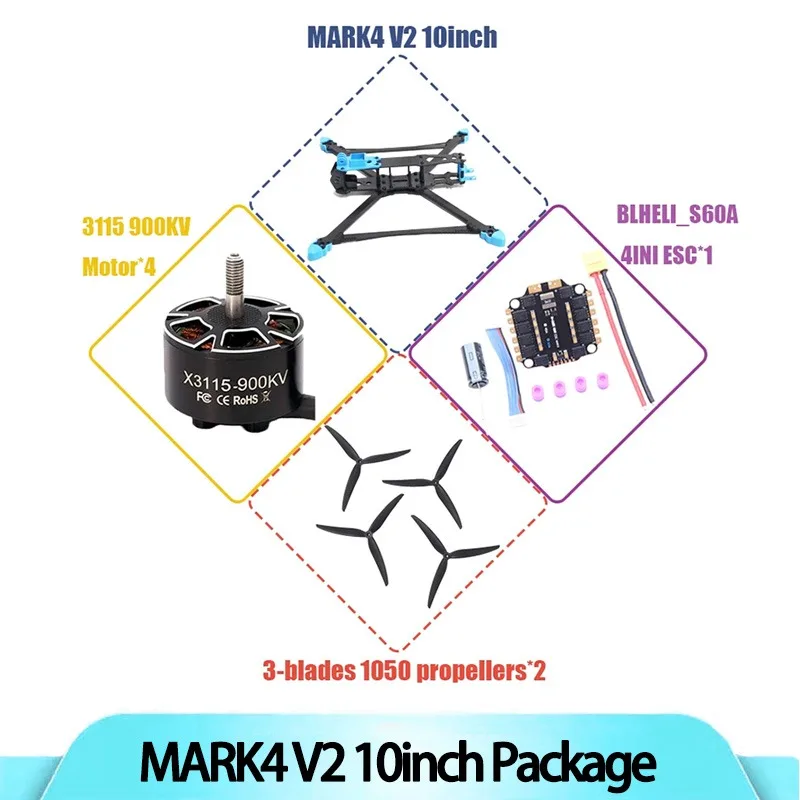 

B-CUBE MARK4 V2 5 7 8 9 10-inch Flight Control 45/60A 4INI ESC rack drone FPV carbon fiber PV Racing Drone Quadcopter Freestyle
