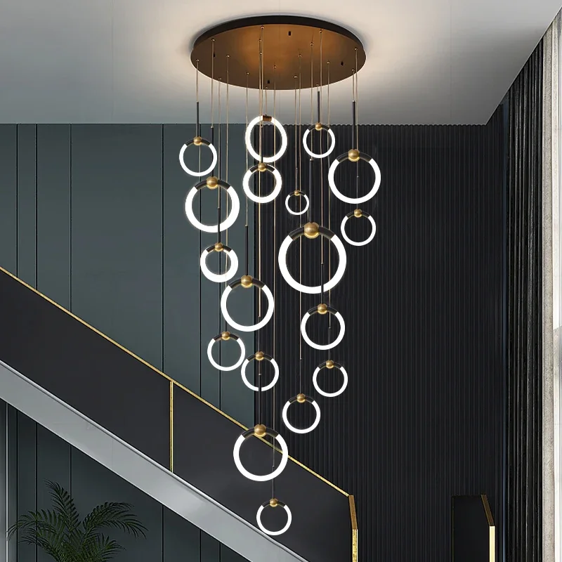 modern nordic designer chandelier stair pendurado lampada iluminacao interior restaurante salao de exposicoes hotel sala de estar pendant light 01