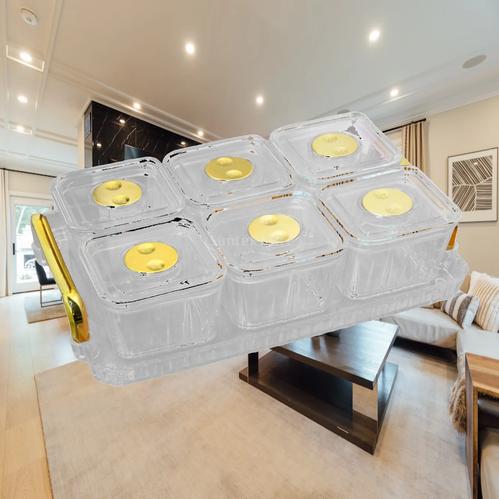 Divided Dried Fruit Dessert Plate with Lids and Rack for Wedding Dining Room