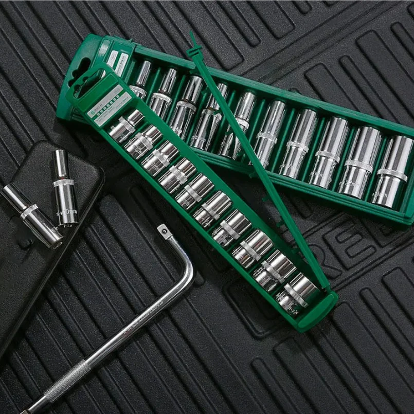 Hex Socket Wrench Head Set 1/4 3/8 1/2 Short Long Socket Deep Nut Driver Sleeve Spanner End Ratchet Tool With Holder