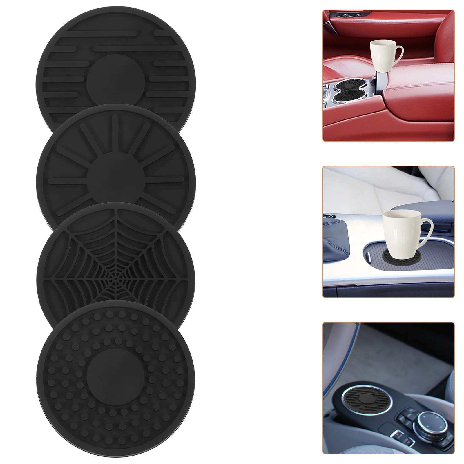 

4Pcs Silicone Car Cup Holder Mat Anti-Skid Universal Size Splashproof Heat Resistant Drink Coaster Reusable Cup Pad Car