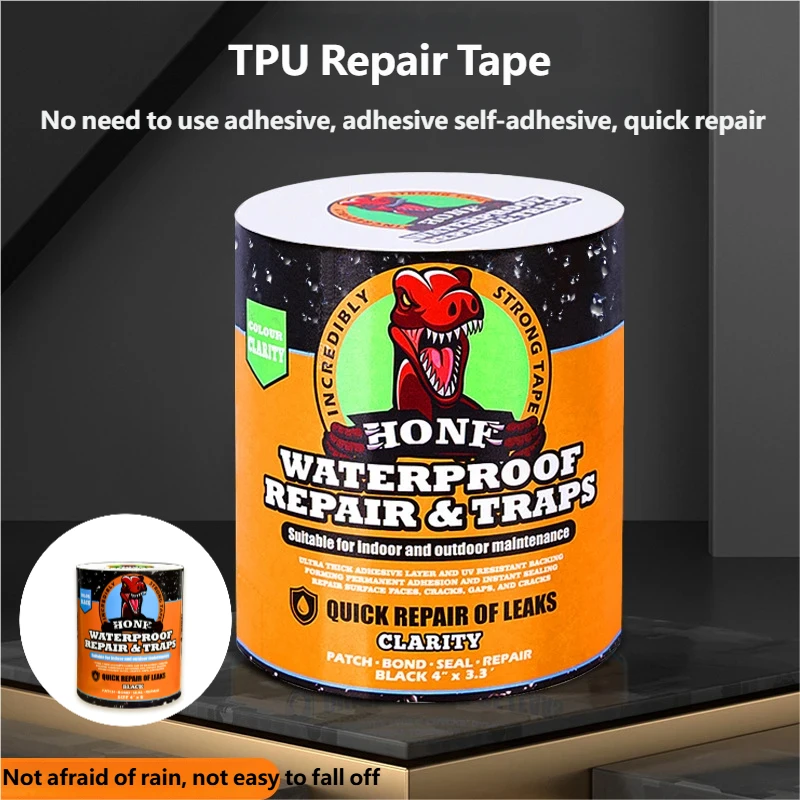 Honf T-rex Waterproof Repair Tape；Heavy Duty Adhesive Waterproofing Tape For Leaks，Roof Patches;Free Cutting