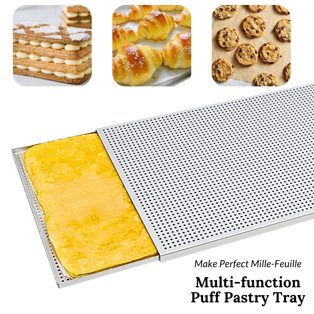 Puff Pastry Baking Tray Mille Feuille Rectangular Pastry molds Baking Pan Perforated Baking Pan Dish Oven Tray Bread With Hole