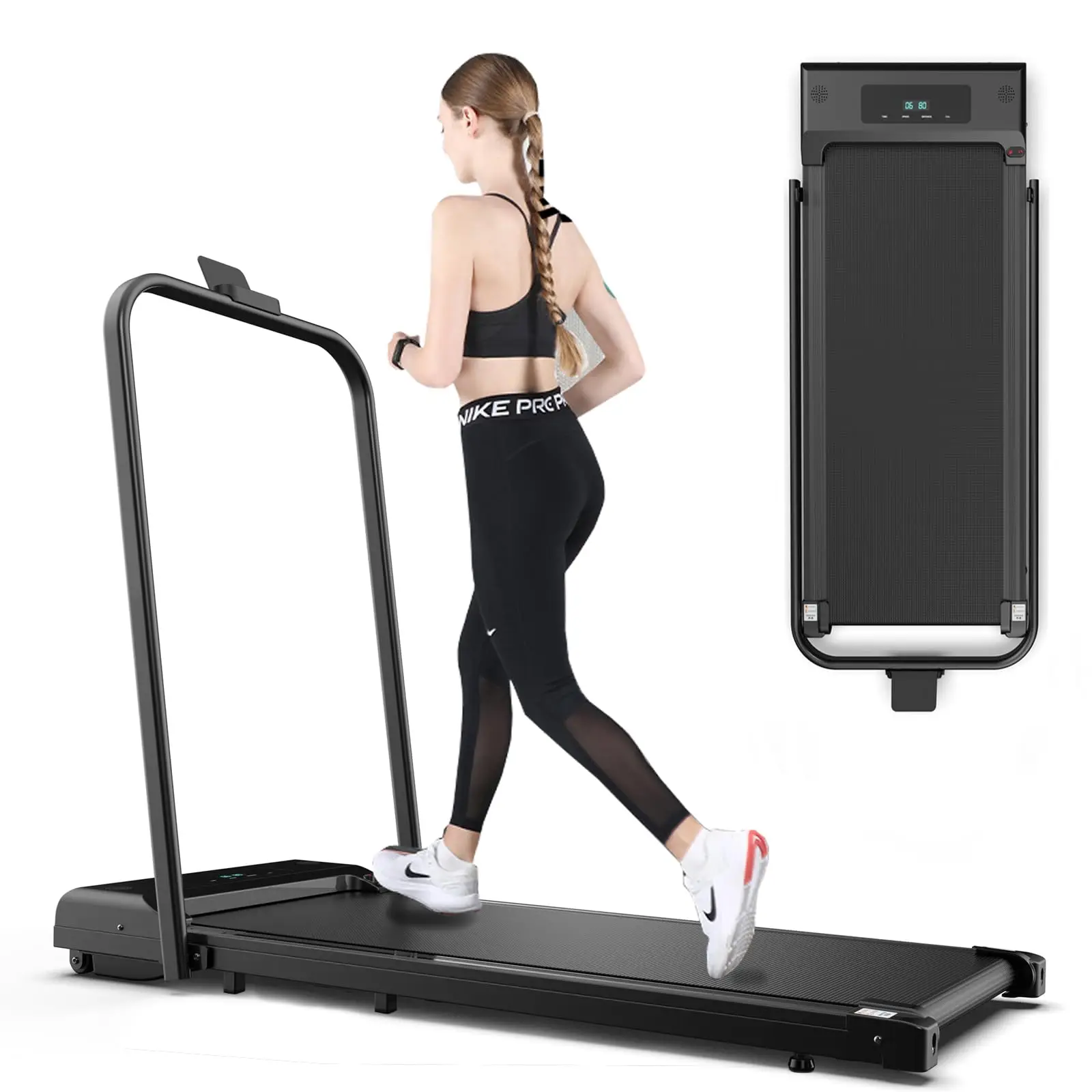 

Folding Portable Walking Pad Mini Under Desk Treadmill Machine Running Foldable Fitness Manual Pink Electric Treadmills For Home