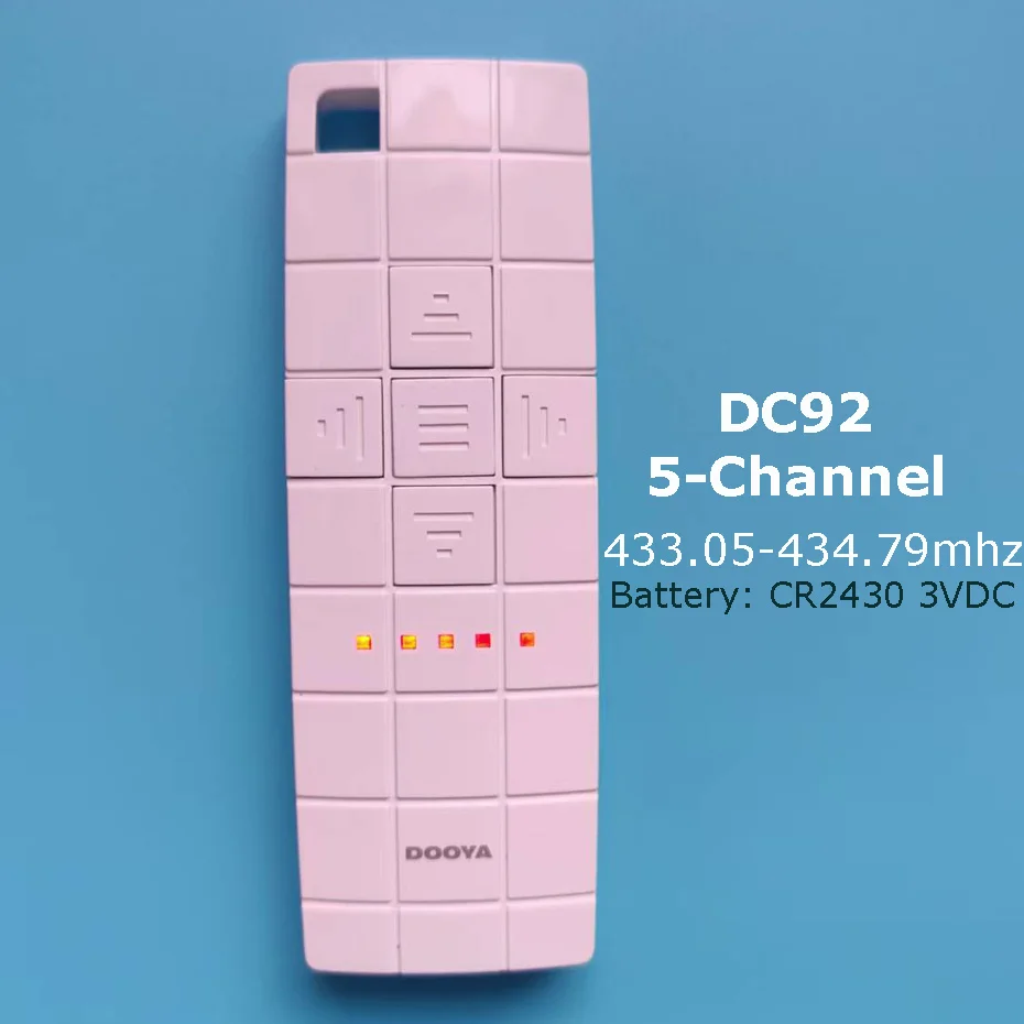 Dooya 5-Kanal RF433 Handsender DC92/DC251, 30 m Fernentfernung, für Dooya RF433 Vorhangmotor, Steuerung 5-Motor separat