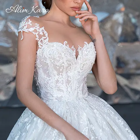 Alim Kara Sweetheart Ball Gown Wedding Dress Luxury Sleeveless Appliques Bride Princess F308 Custom Plus Size Vestido De Novia