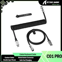 ATTACK SHARK C01 PRO Cable USB C en espiral para teclado de juegos, Cable cargador de teclado mecánico de doble manga trenzado personalizado