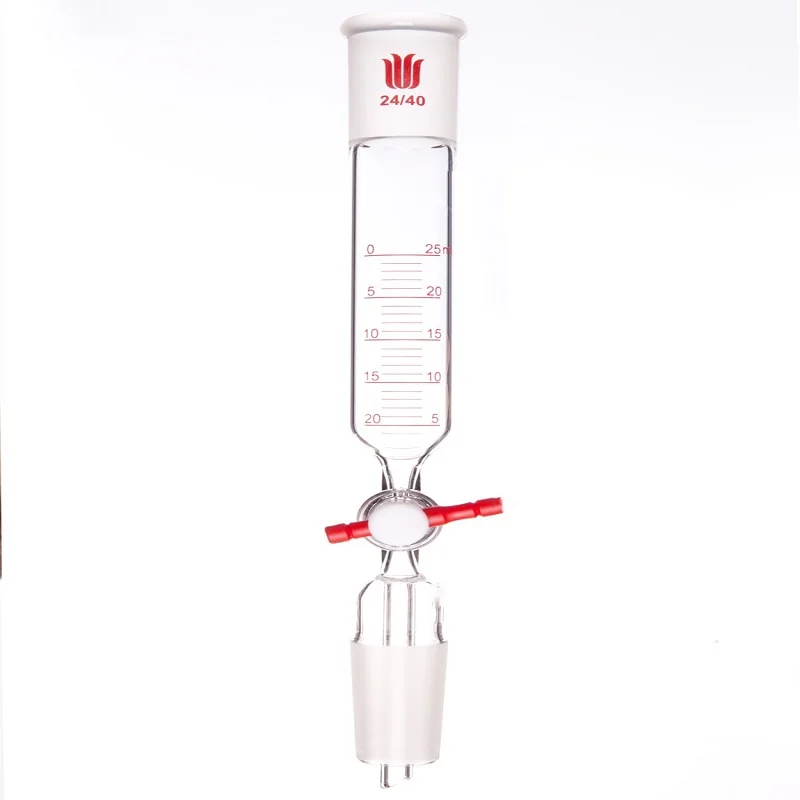 SYNTHWARE Cylindrical drip funnel, With tick marks, PTFE valve, Borosilicate glass, F65