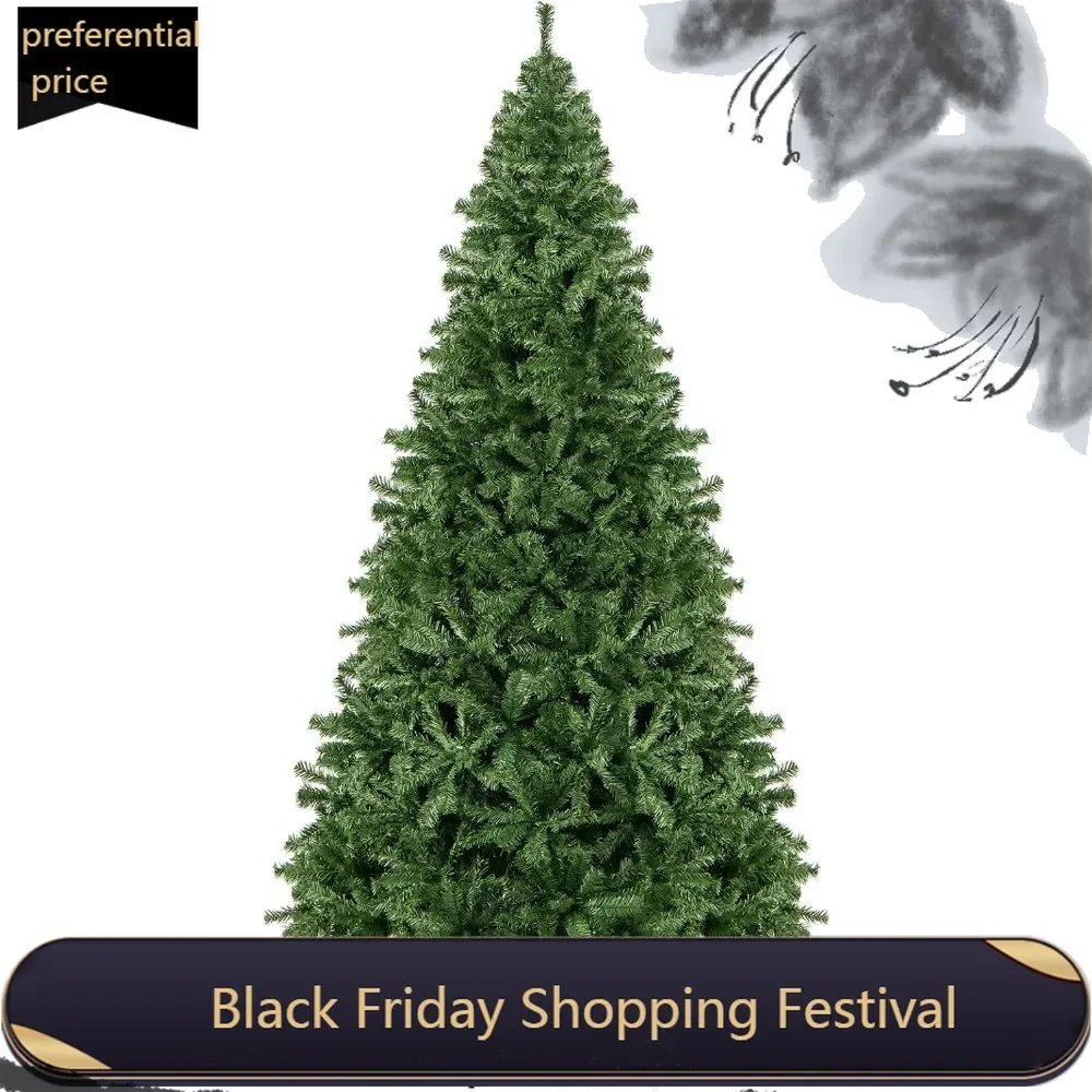 

9ft Artificial Christmas Tree, Premium Unlit Hinged Spruce Full Tree with 2132 Branch Tips, Metal Stand, Hinged Structure