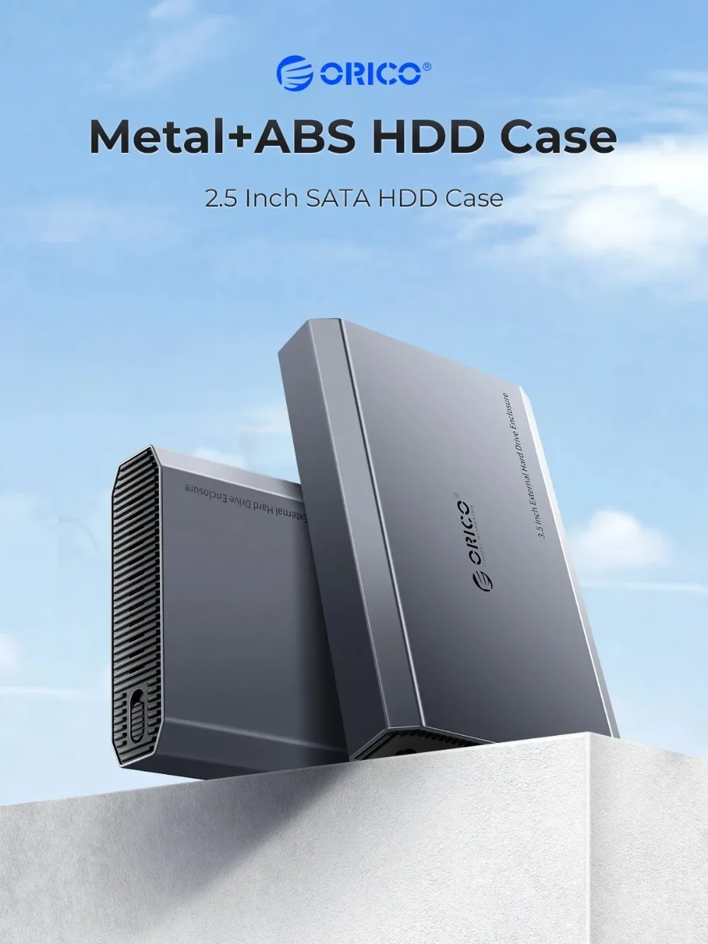 ORICO-funda HDD portátil de 2,5/3,5 pulgadas, carcasa de disco duro SATA tipo C, estación de acoplamiento HDD externa de aleación de aluminio para carcasa de PC