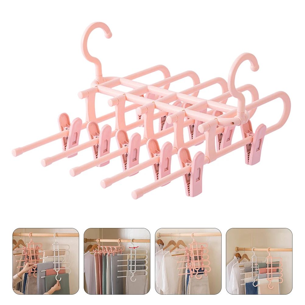 

Multifunctional Pants Rack PP Material Closet Organizer Wardrobe Hanger Jeans Storage Space Saver Double Hook Design Vertical