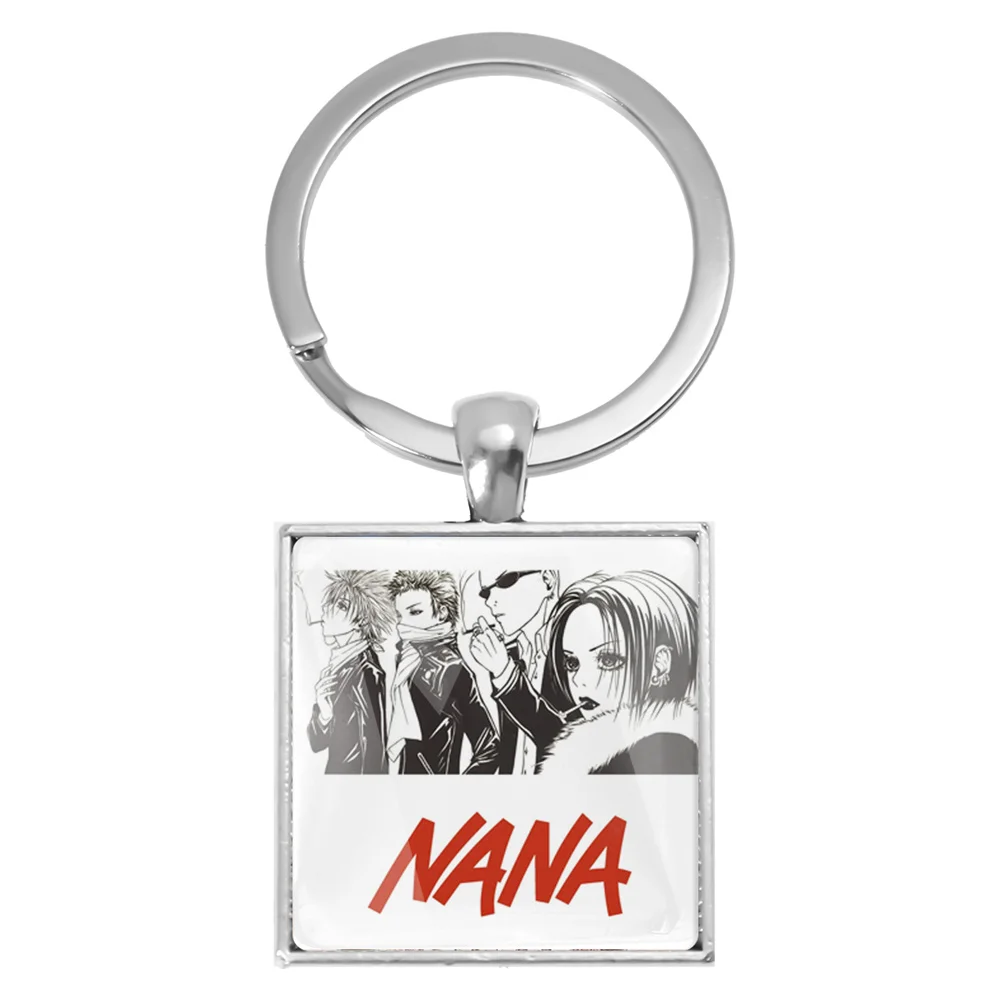 Japanese Anime Fashion Manga Osaki NANA Komatsu Nana Glass Square keychain Jewelry Fans Backpack Pendant Gifts For Girls