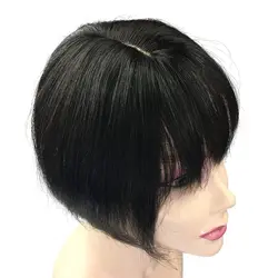 Invisible Human Hair Toppers For Women Clip In Toppers With 3D Air Bangs Middle Part PU Scalp Wiglets Hairpieces for Hair Volume