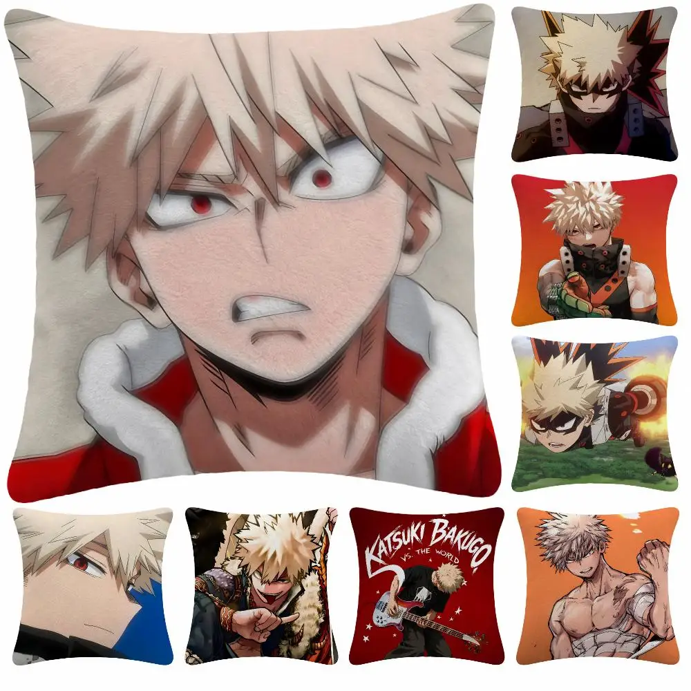 Anime My Hero Academia K-Katsuki Bakugo Cushion Cover Soft Plush Decorative Sofa Bedroom Living Room Car Dorm Home Decor Gift