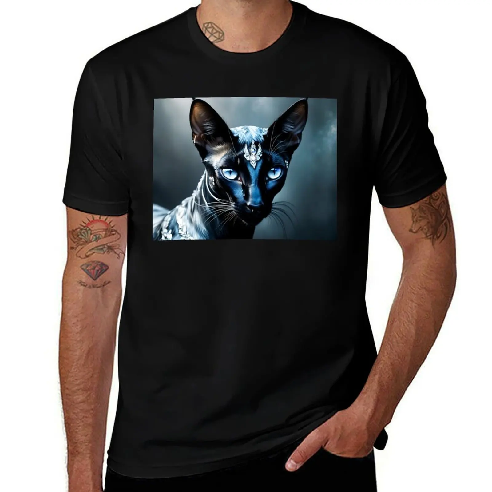

Футболка Journey Through Whiskered Adventures and Feline Elegance 73, винтажная футбольная футболка, забавные футболки для мужчин
