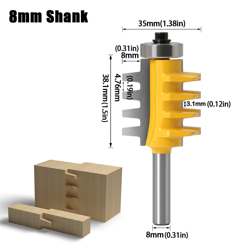 6,8,12mm,1/2,1/4in Shank Rail Reversible Finger Joint Glue Router Bit Cone Tenon Woodwork Cutter Power Tools Wood Router Cutter