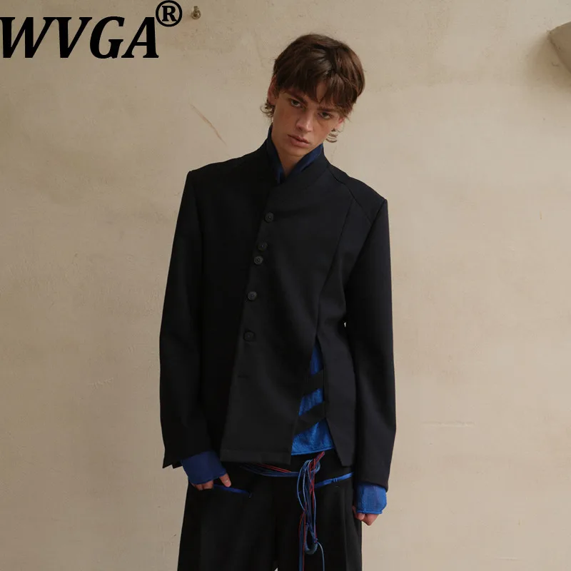 WVGA Spring Autumn New Men's Chinese Style Slim-fit Fashion Stand Collar Blazer Niche Casual Long Sleeved Suit Jacket Ins W28505