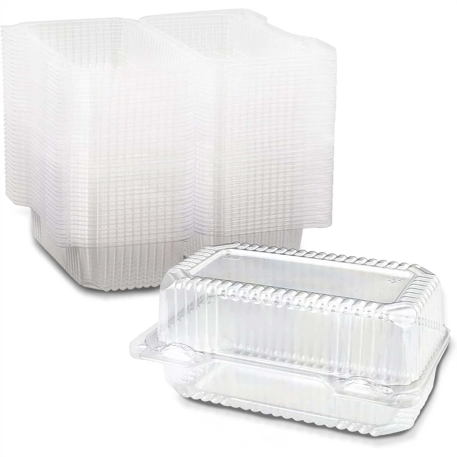

Clear Plastic Loaf Container 7.6"x5.1"x3.6" - Small Hoagie Container (Pack of 40) - Sturdy Hinged Design for Safe Transport