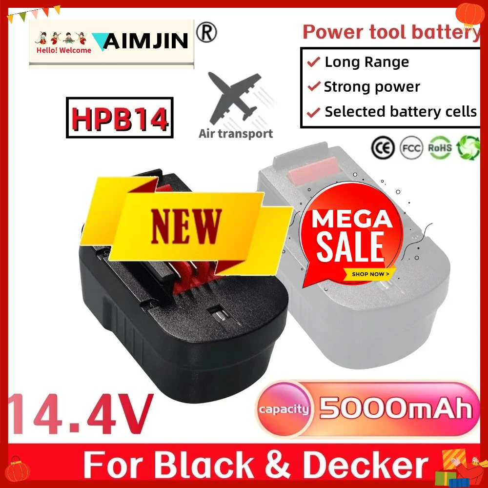 ！🎊14.4V HPB14 Battery For Black And Decker 5000mAh Ni-Mh Replacement For Firestorm FSB14 FS140BX 499936-34