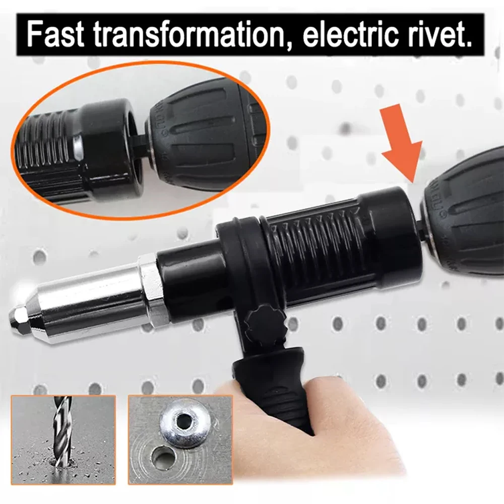 Electric Rivet Gun Conversion Head 2.4mm-4.8mm Rivet Nut Gun Drill Adapter Cordless Riveting Tool Adapter for Quickly Pull Rivet