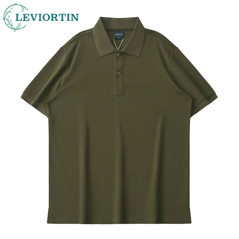 2025 summer new men's collar short sleeved t-shirt fashionable and versatile, simple solid color top, business casual polo shirt