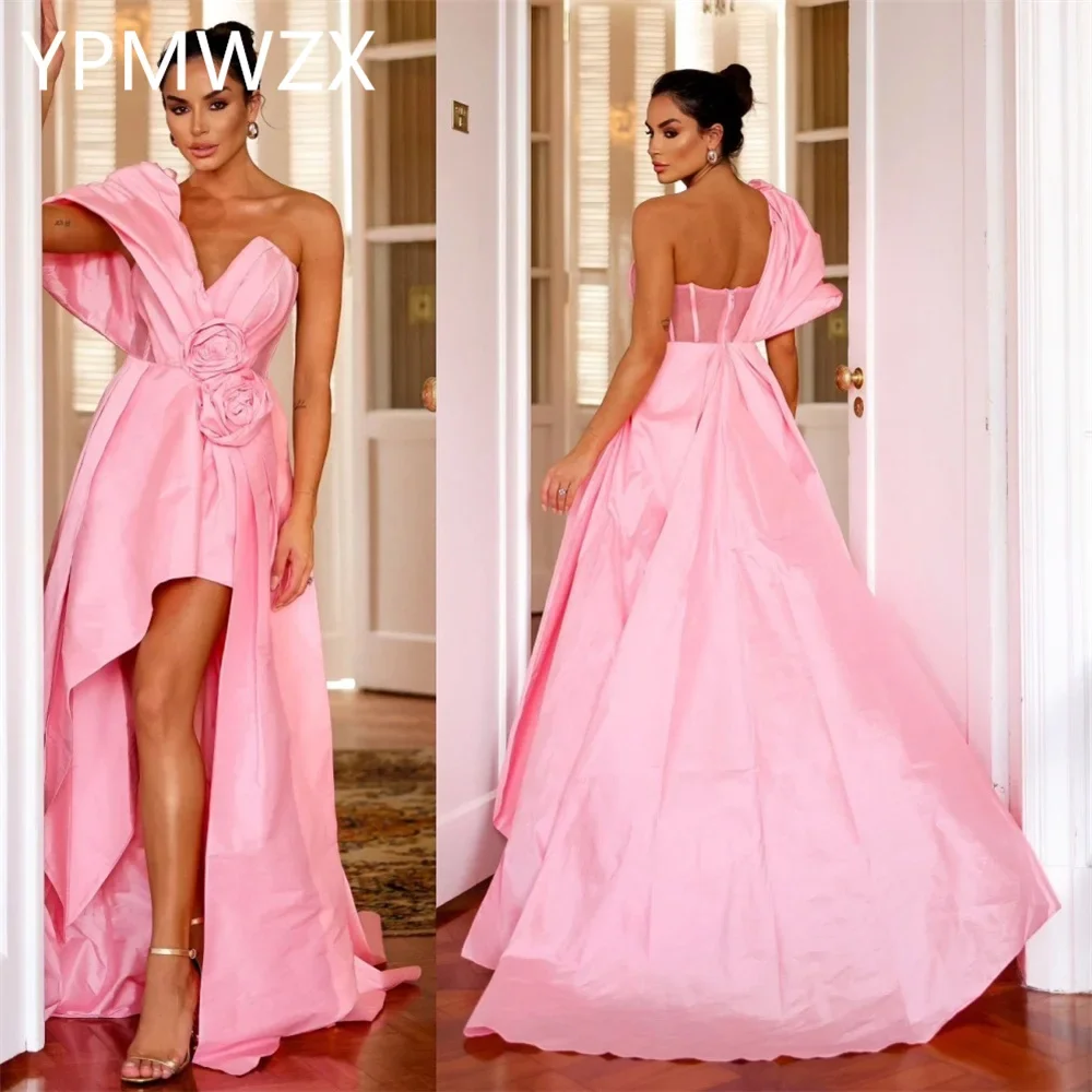 Customized YPMWZX One Shoulder A-line Floor length Skirts Flower Bespoke Occasion Dresses