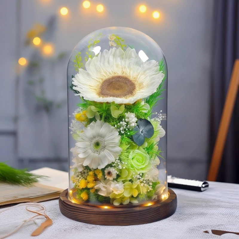 18*40cm Big Size Glass Dome Vase House Ornament Antique Black Log Base Transparent Dustproof Cover Wedding DIY Friend Favor Gif