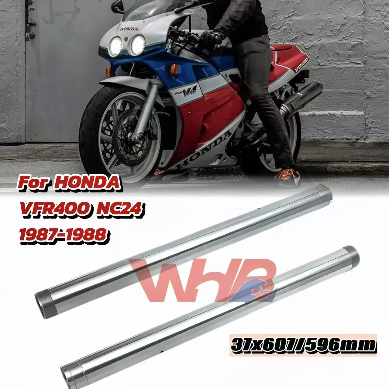 

1 PAIR Motocycle Front Fork Inner Tubes Shock Pipes For HONDA VFR400 NC24 1987-1988 37X607/596mm 51410-MR8-681 51510-MR8-681