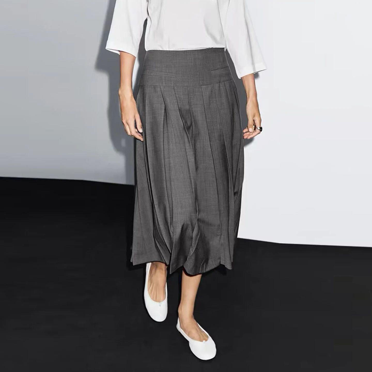 

ay Series Midi Skirt Pleated Commuter Sle Women's Casual mid Waist Design Other Material 00% Chinese Made 2025 Autumn Ne...