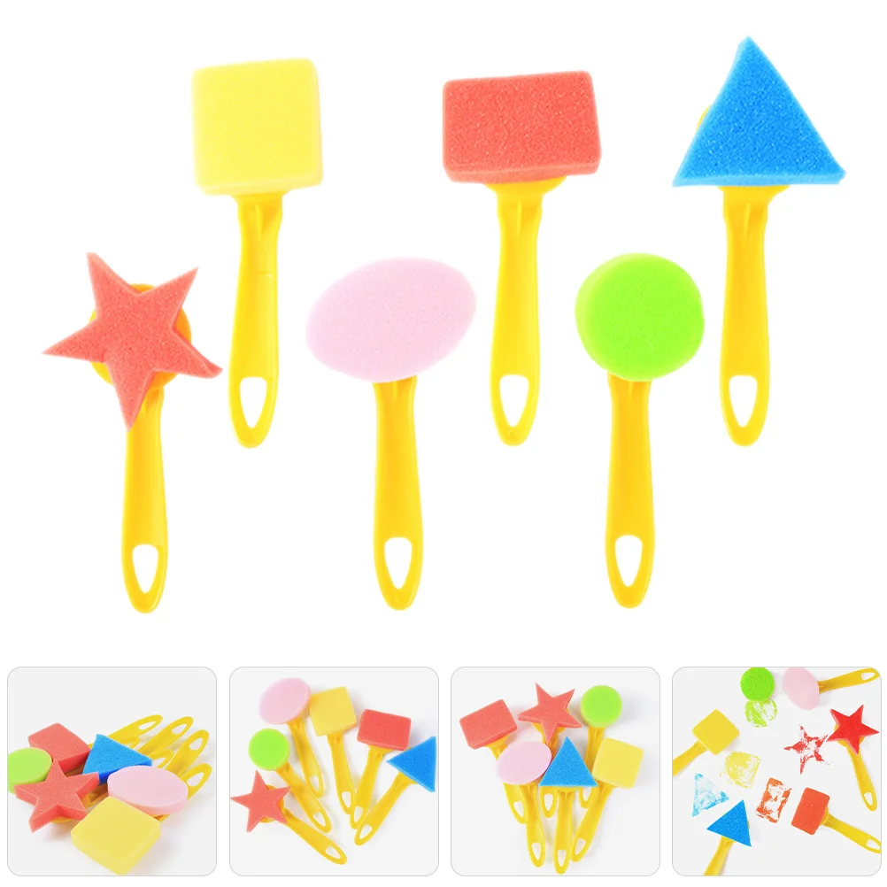 6 قطعة فرش الرسم الإسفنجية الرغوية للفن الاكريليك إسفنجات الطلاء المسطحة DIY بها بنفسك نافذة تلوين المشاريع الحرفية سهلة التنظيف قابلة لإعادة الاستخدام #2