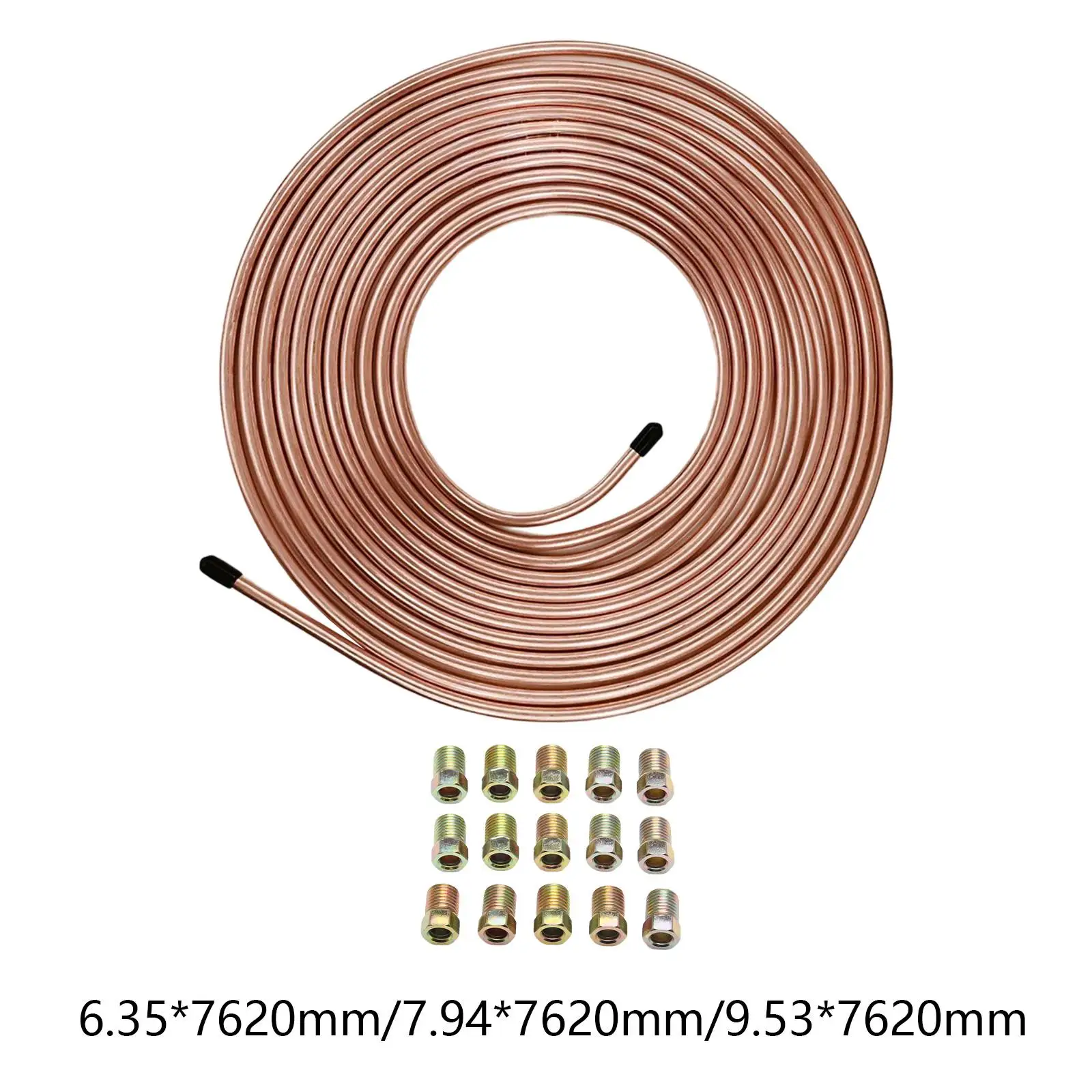 Generic 25 ft Car Brake Line 15 Accessories Included Sturdy Brake Pipe Tubing Brake Line Tubing Kit Flexible Copper Coated Tube