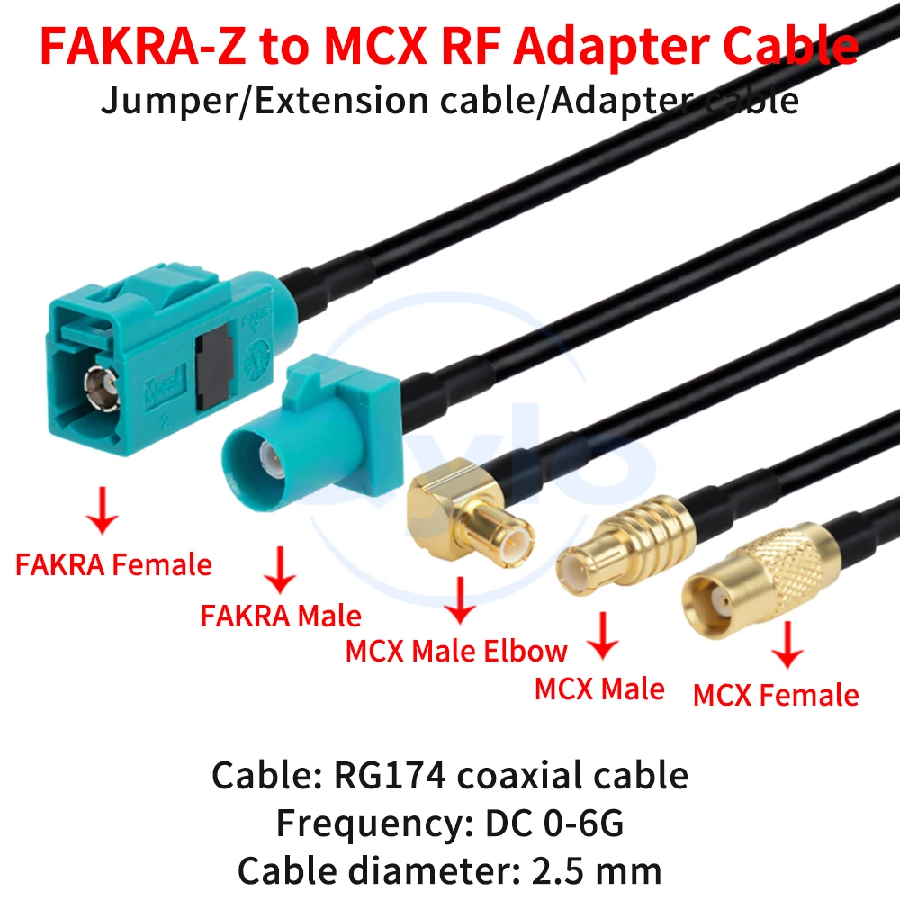 FAKRA-Z to MCX RF Adapter Cable RG174 Coaxial Extension Cable Universal Z-Type (1 pcs)