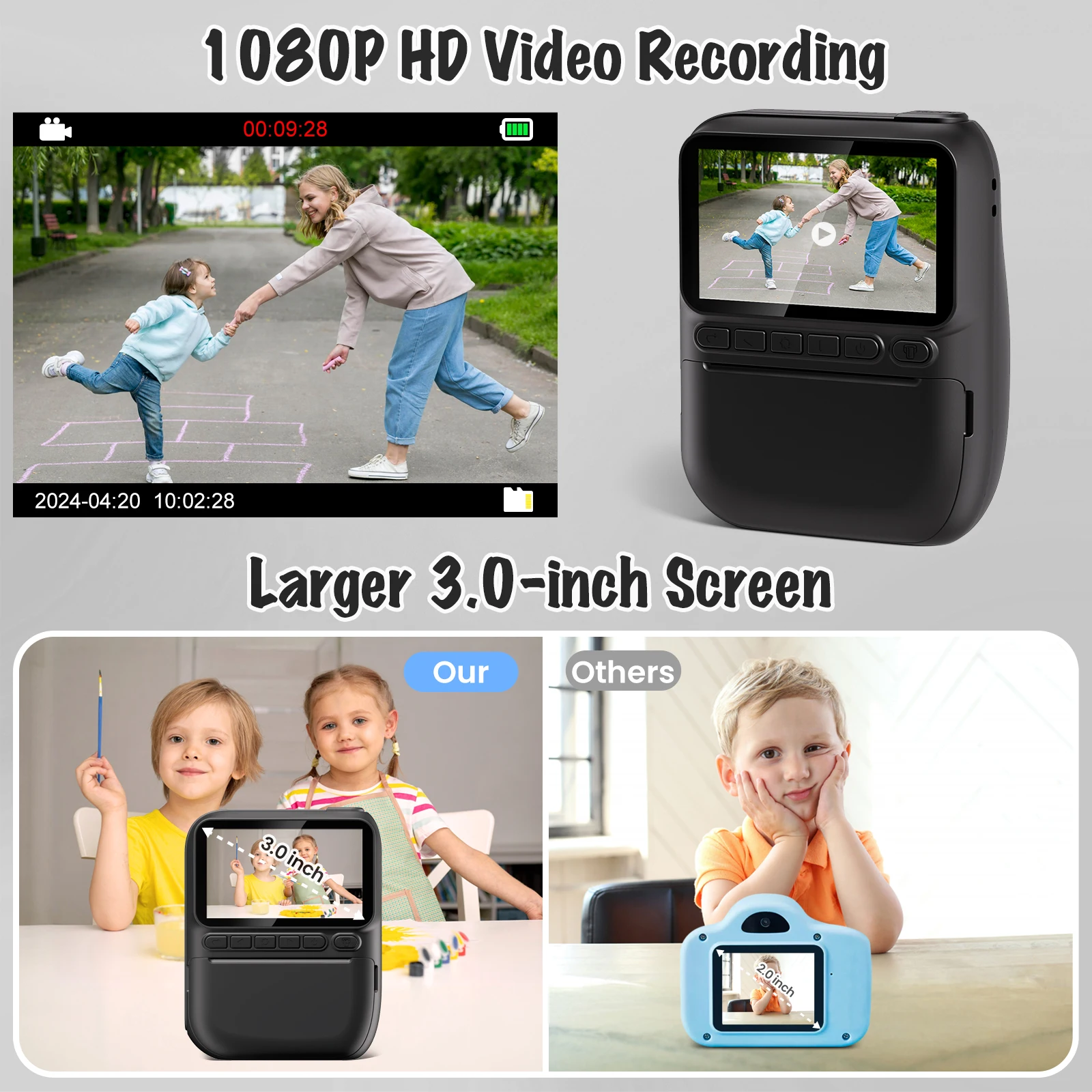 เด็กพิมพ์กล้องดิจิตอลกล้องของเล่นสําหรับ Toddle 1080P กล้องเซลฟี่ 32G ของขวัญสําหรับเด็ก