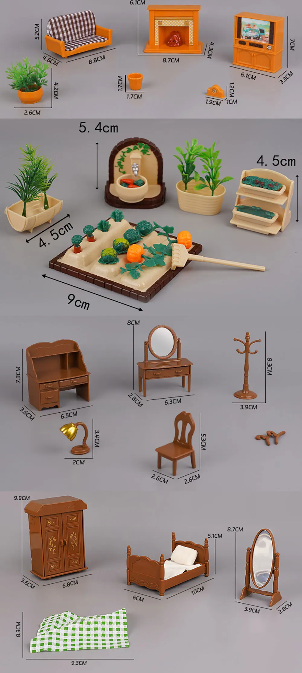 Miniaturmöbel 1:12 Puppenhaus Küche Wohnzimmer Schlafzimmer Set DIY Szene Puppe Spielen Dekoration Mädchen Spielzeug Haus Geschenk – Detail 3