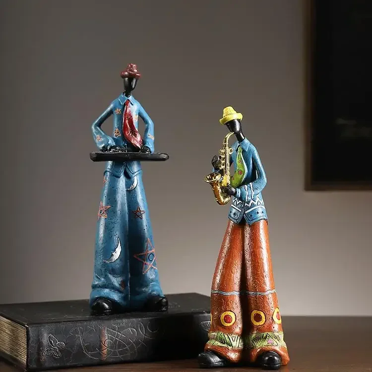 

Retro creative band character ornament wine cabinet home living room bookcase saxophone decoration