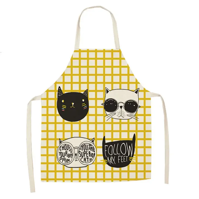 Cute Cat Pattern Kitchen Apron Antifouling Oil Proof Men\'s and Women\'s Kitchen Apron Hairdresser Cafe Kitchen Apron Barbacoa