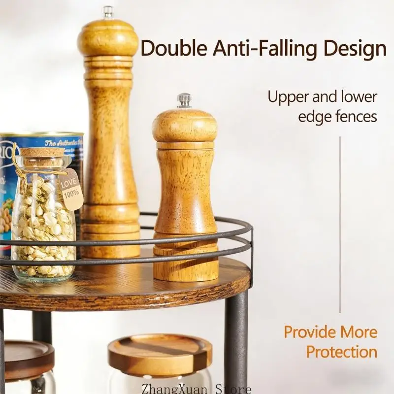 Permanent 360 Degree Revolving Seasoning Stand Featuring Raised Edges Simple Assembly 3XUF