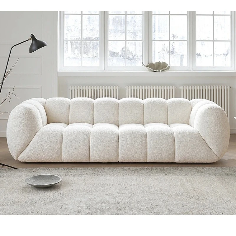 

Sofa Light French Retro Cream Style Puff Sofa Cotton Candy Fabric Sofa