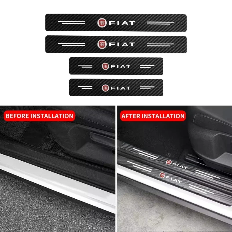 

4PCS Car Logo Threshold Strip Door Sill Protectio Sticker For FIAT Abarth 500 Panda Bravo Punto Tipo Linea Ducato Freemont