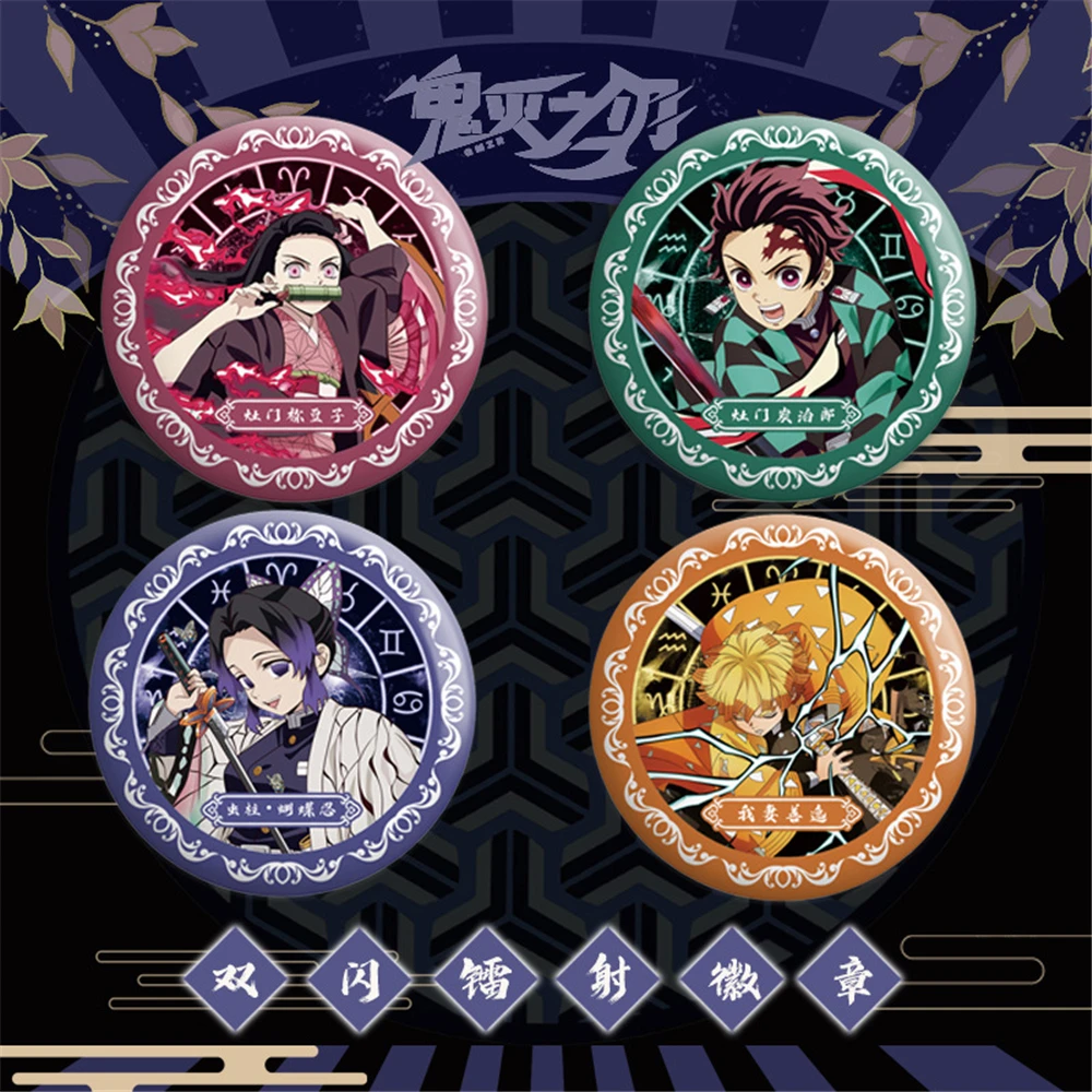 Demon Slayer Kimetsu No Yaiba Kamado Tanjirou Rengoku Kyoujurou Cosplay Costume Badge Pin SPTE Tinplate Brooch Accessories