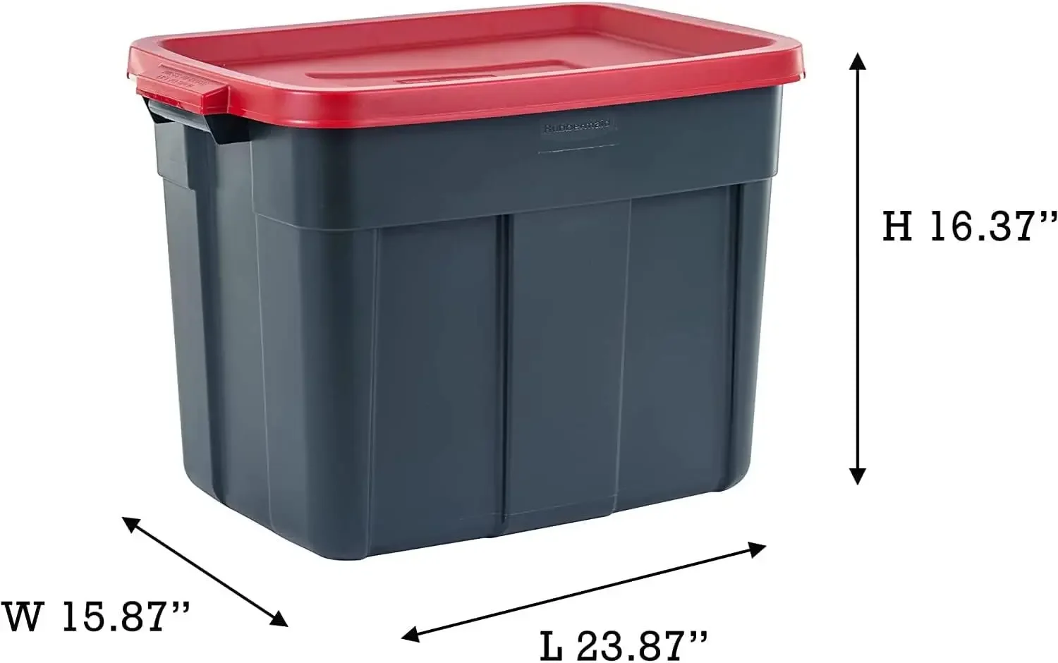 18 Gal, 6 Pack, Made in USA, Green & Red, Rugged Plastic Stackable Storage Bins with Lids and Handles